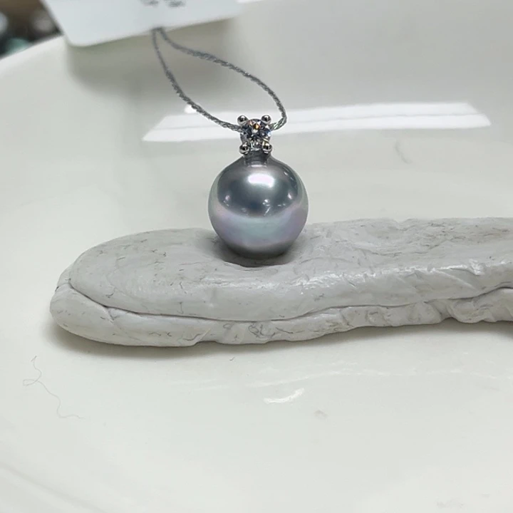 银S925镶嵌吊坠(不含链)海水珍珠9-10mm26号