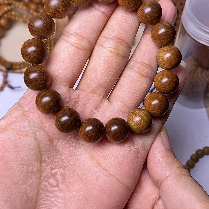 檀香木手串/手链老山檀香黑肉满纹1.2沉水