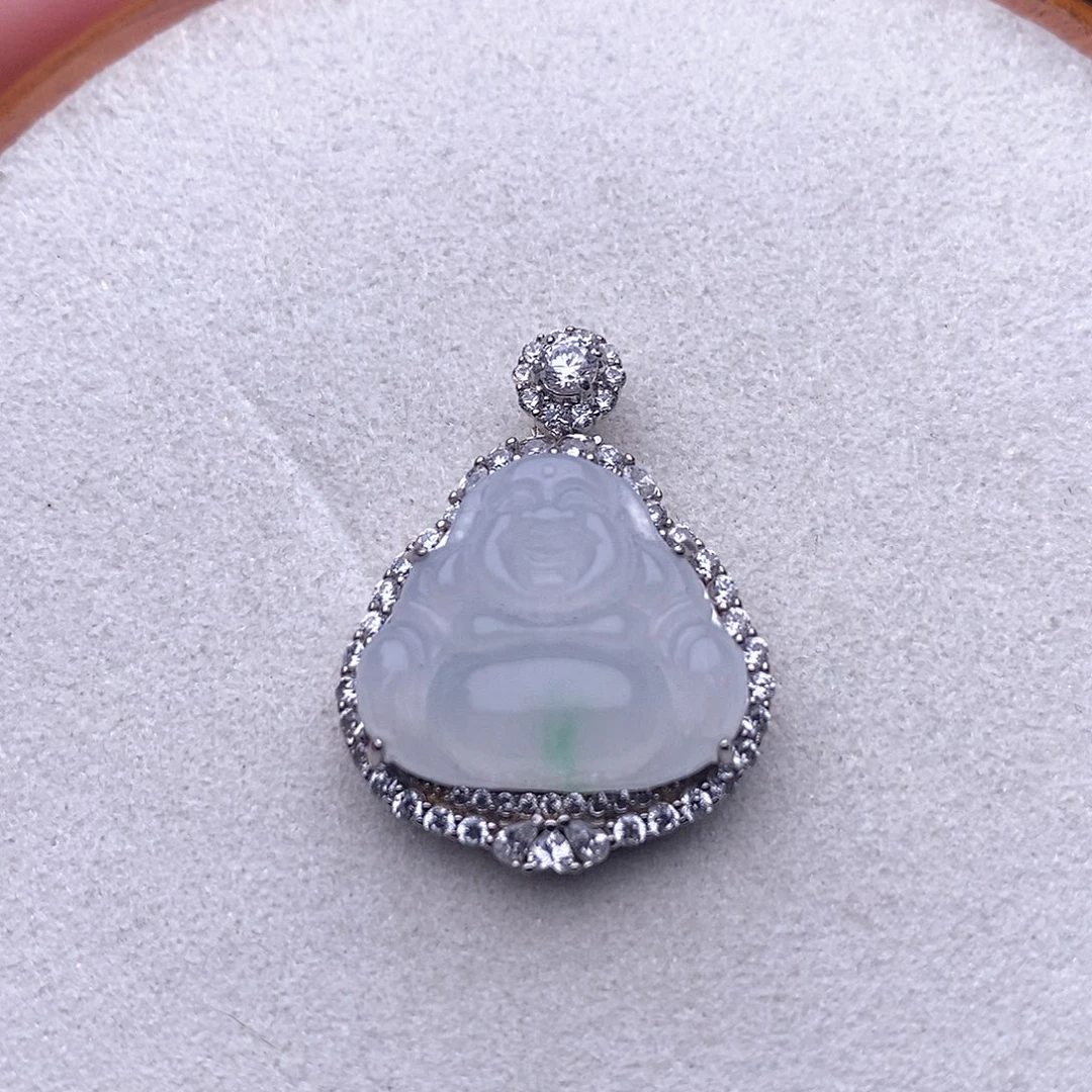 翡翠银S925镶嵌吊坠(不含链)