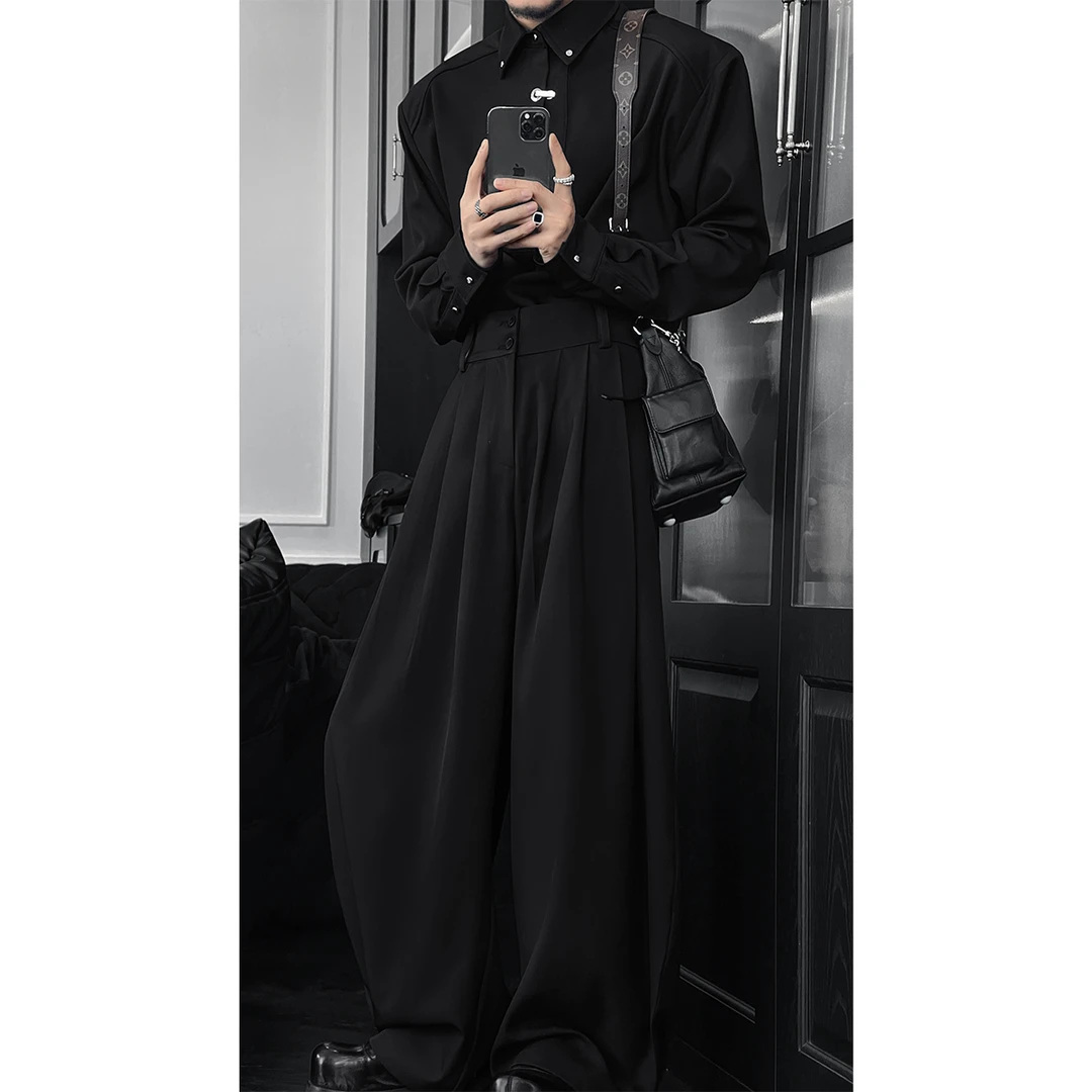 春季新品原创设计师款高级感简约衬衫套装休闲宽松衬衣长裤