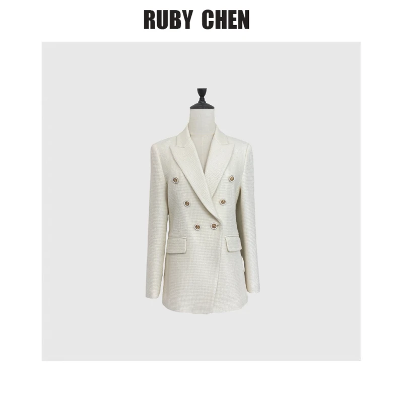 ruby~法式设计感精致小香风加厚西装外套女