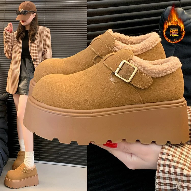 新款休闲加绒勃肯鞋百搭厚底单鞋女