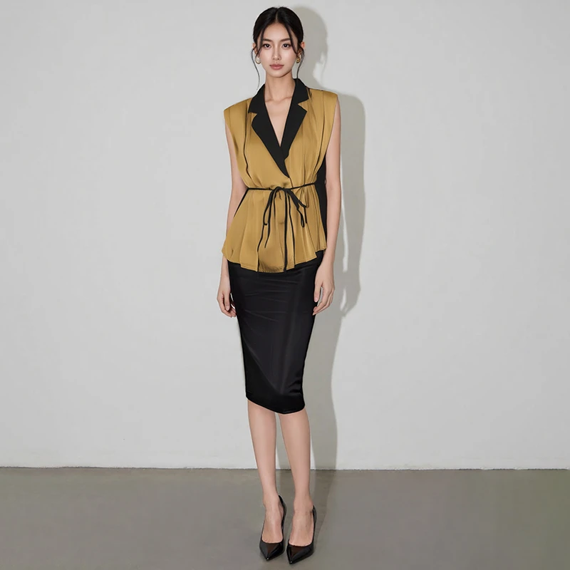 爆款衬衫女外穿夏季气质休闲无袖衬衣中长款收腰上衣SHBZXP621208