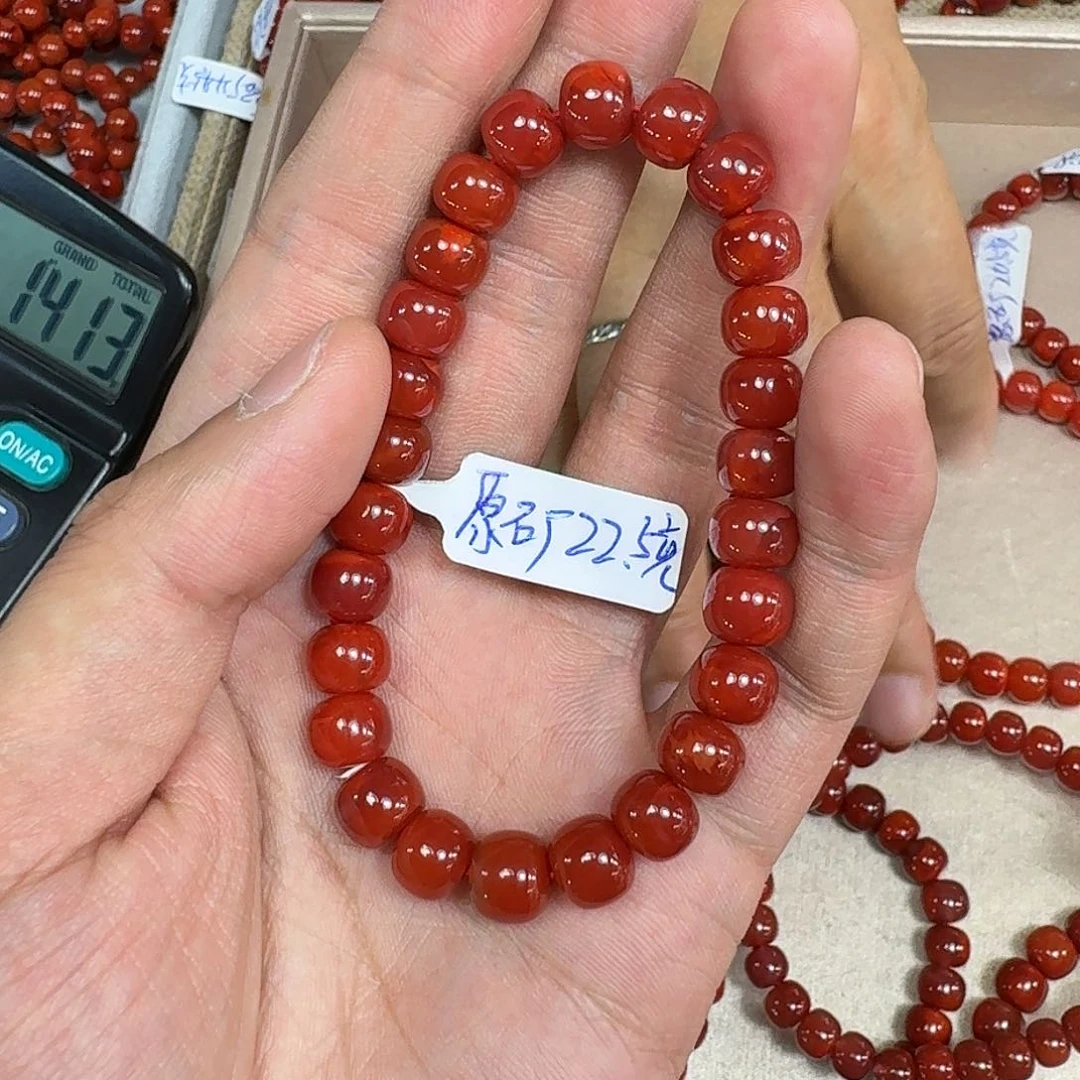 手链未镶嵌南红玛瑙大****_原矿南红手串8mm➕车厘子