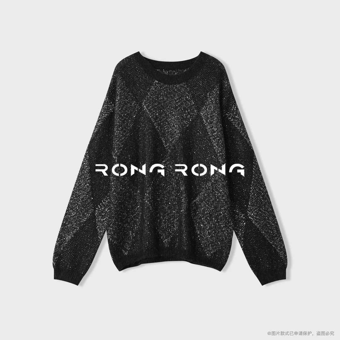 溶溶【菱格星迹】RONGRONG 绵羊毛羊驼毛马海毛慵懒风毛衣78-5069