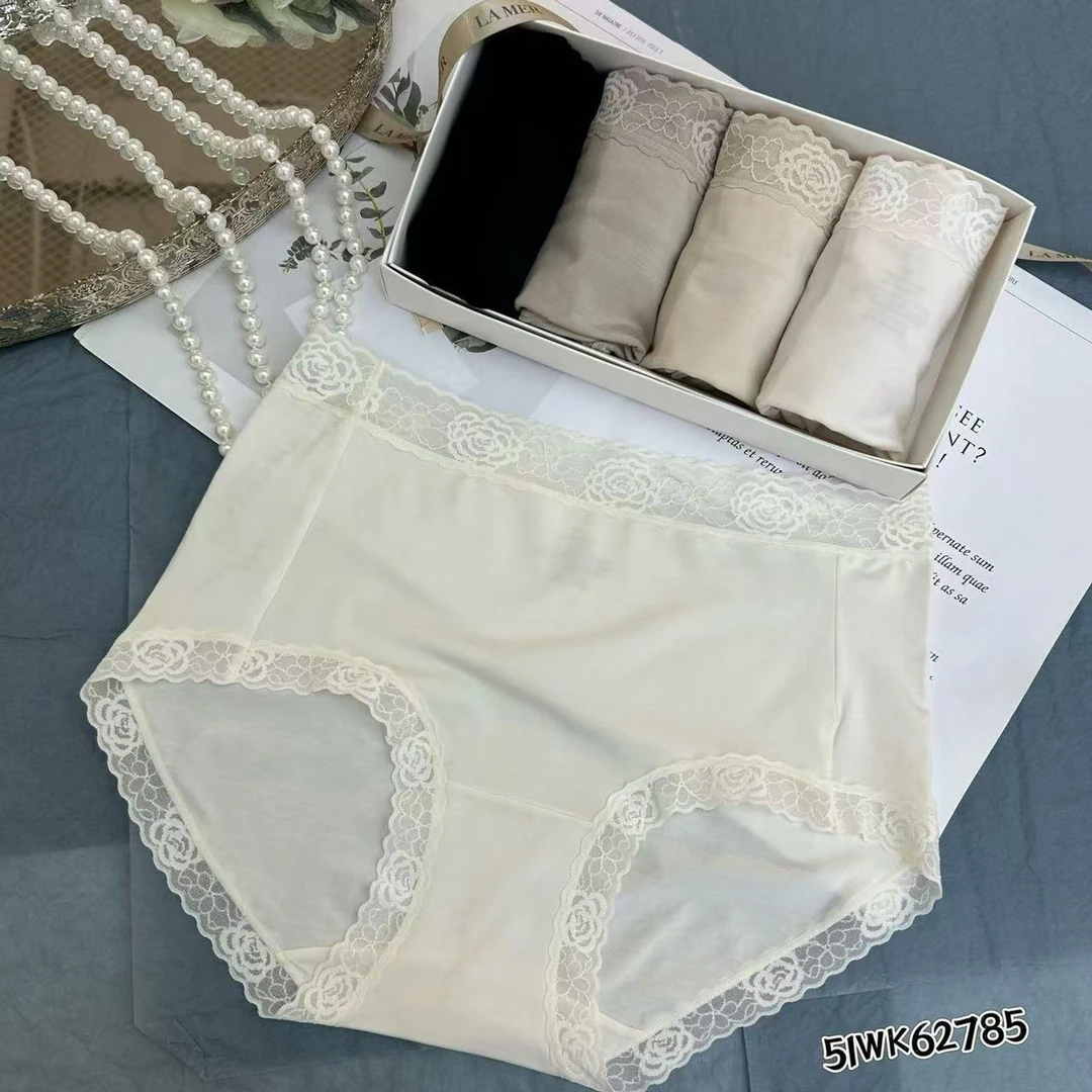 【五条装】玫瑰之恋莫代尔蕾丝中腰性感底裤内裤（80-130斤可穿）