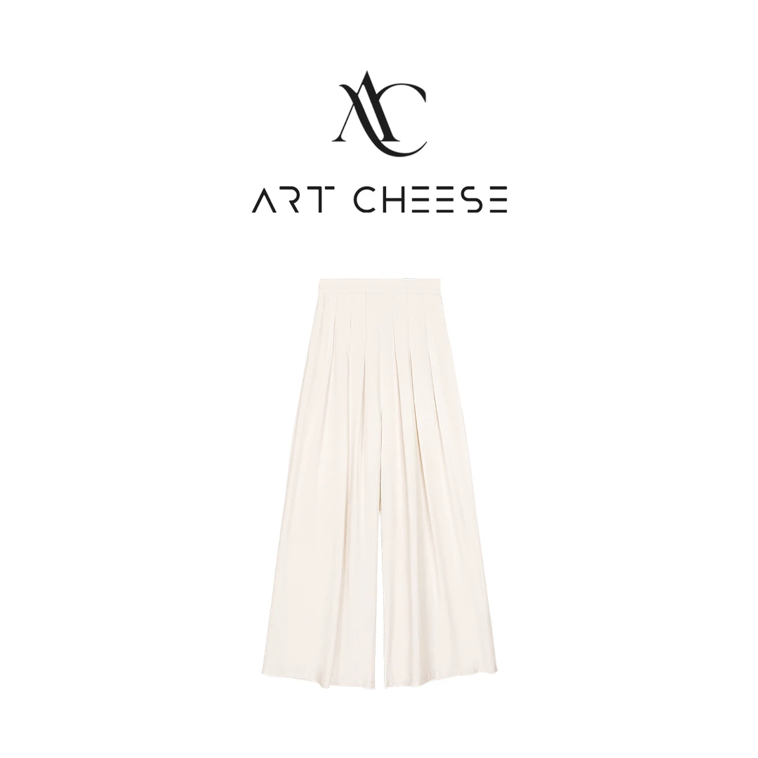 【芝士Cheese】仙本那假期优雅百褶凉凉棉麻垂感西裤阔腿休闲直筒裤