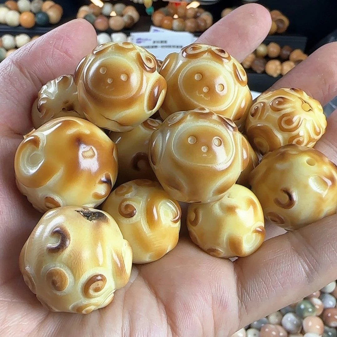 菩提根/象牙果吊坠瑕疵炭烤羊头4颗不挑瑕有裂