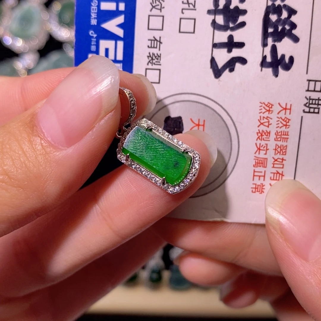 翡翠银S925镶嵌颈饰天然