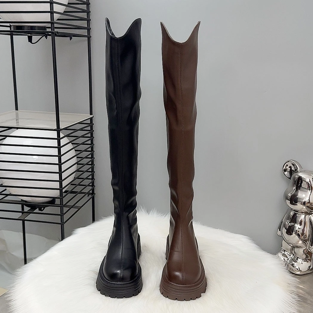 过膝靴女2025新款秋冬靴子粗跟骑士靴高跟长筒靴显瘦弹力瘦瘦长靴