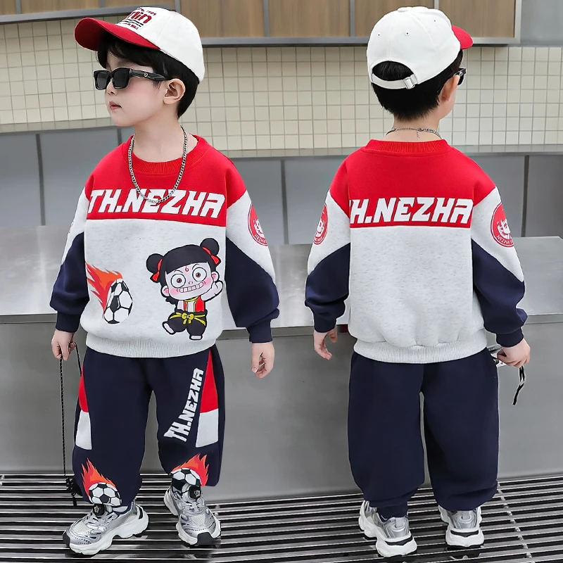 哪吒儿童服装男童卫衣套装春秋季长袖运动2025新款足球帅气春秋装