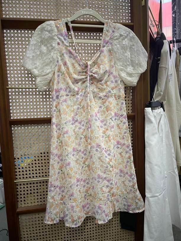 连衣裙少女风碎花法式小清新夏季胸围67衣长80娇小妹子来