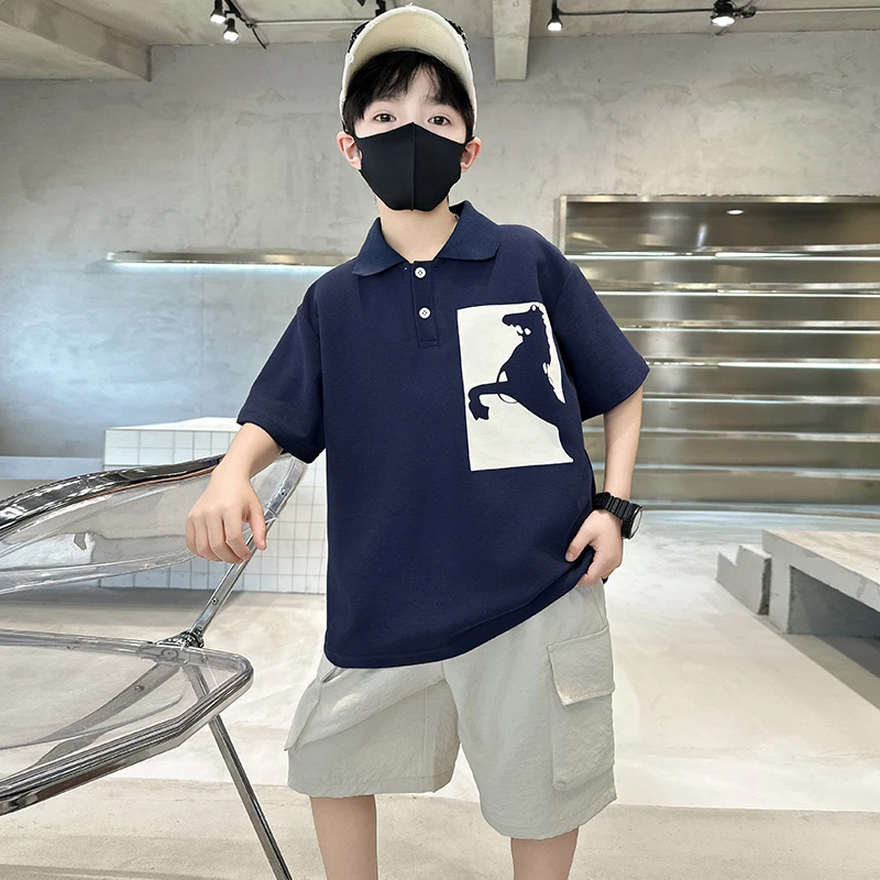 儿童装男童夏装短袖套装2025新款夏季中大童POLO衫夏款运动薄款潮