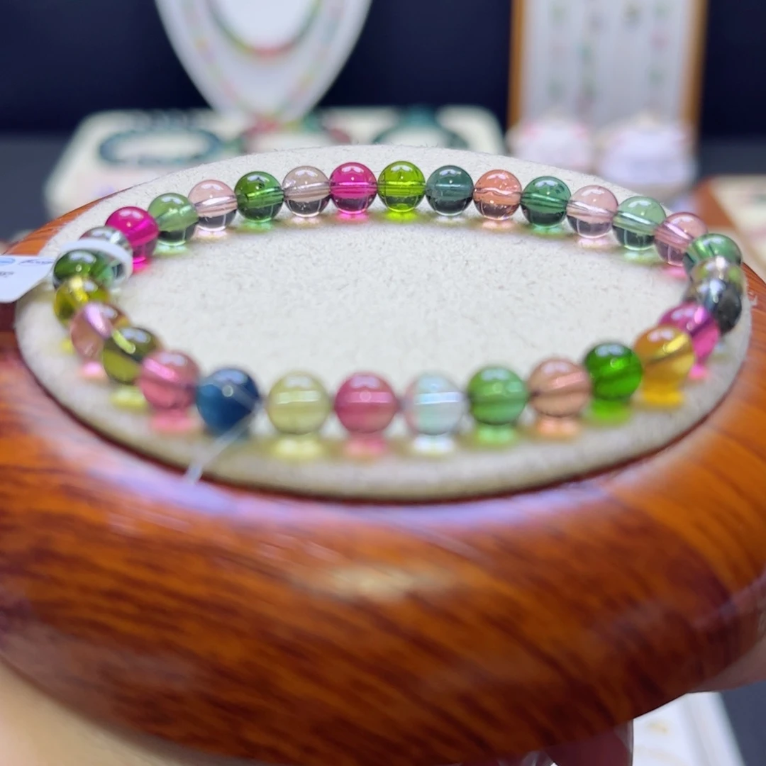 碧玺手链未镶嵌色标糖果5.7mm