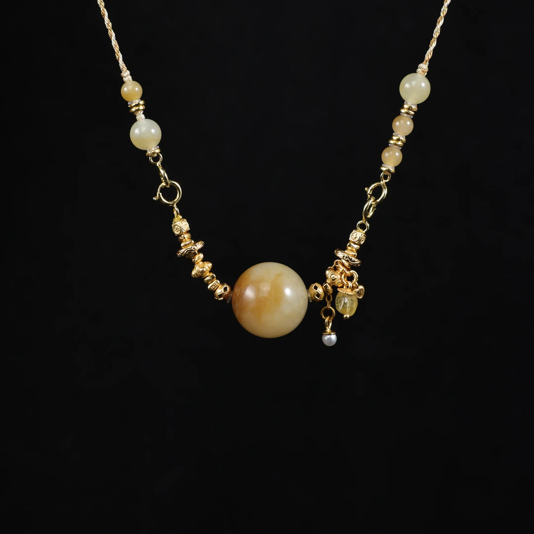 和田玉糖玉项链碧玺提溜设计款（多样性发其一）