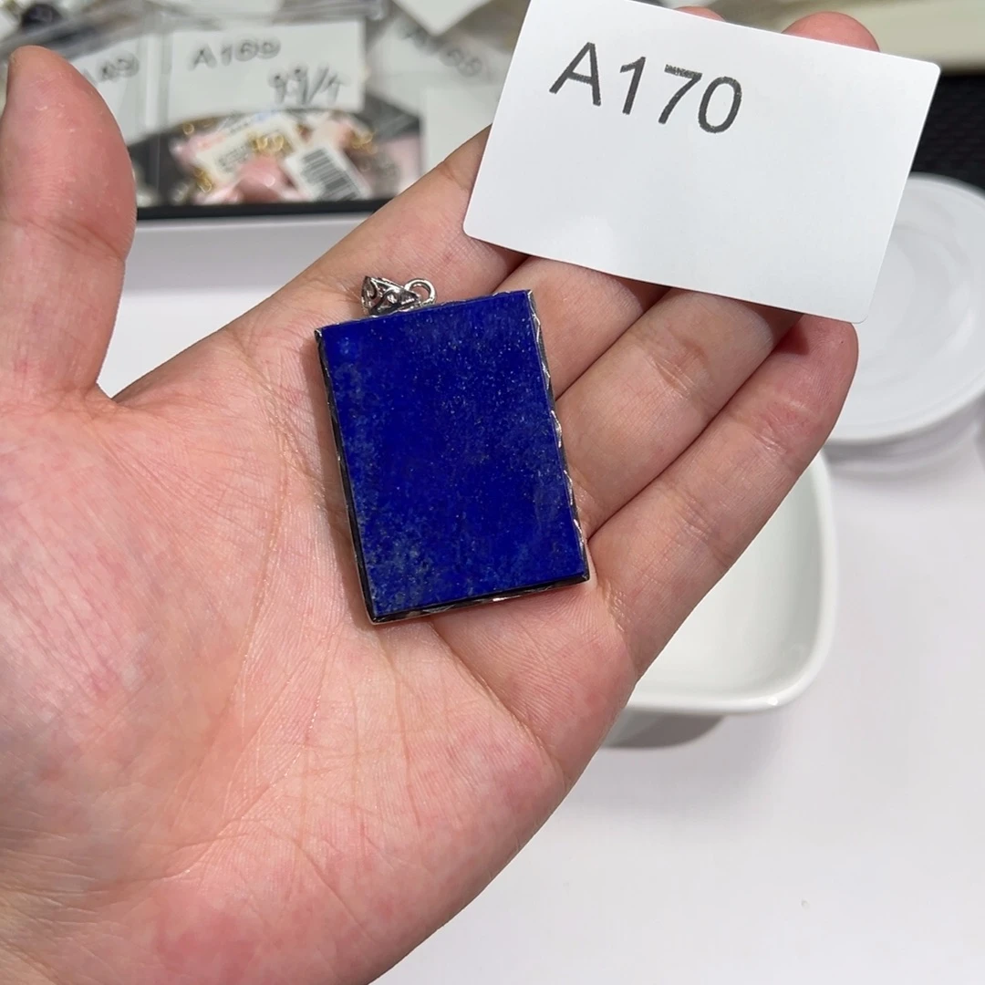 青金石银S925镶嵌颈饰A170