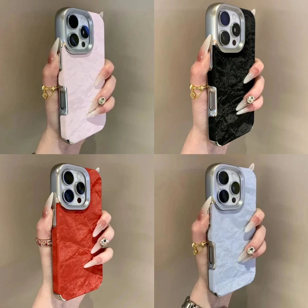 BANCA电镀绒布雪山纹适用iPhone16promax苹果15手机壳14创意13/12
