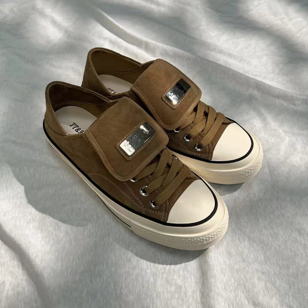 Li Wang/里望设计师款  牛京皮 质感反绒 外穿潮款厚底板鞋（跟3.5