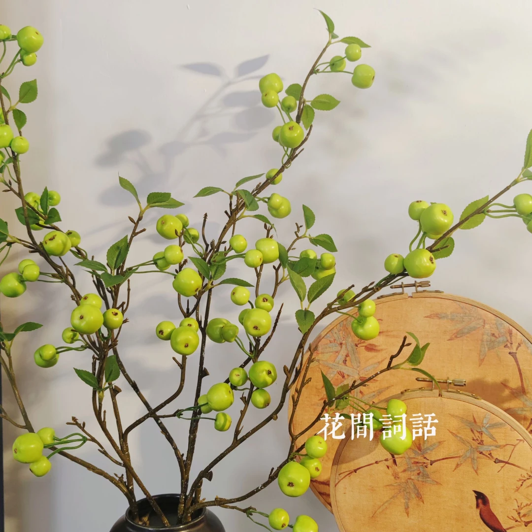 【青苹果】33果苹果手工高级感带叶仿真花果子假花装饰摆件