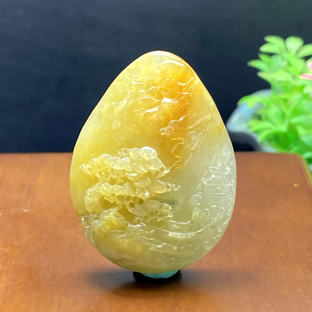 RX9天然缅甸A货翡翠黄翡山水吊坠/050972/北京中保拍卖