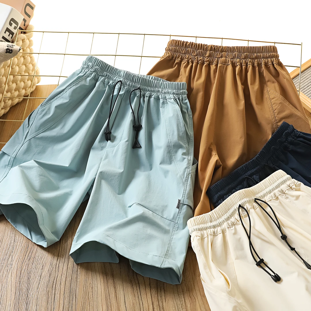 儿童夏季款抽绳拼接百搭速干短裤男童帅气裤子中大童洋气6367
