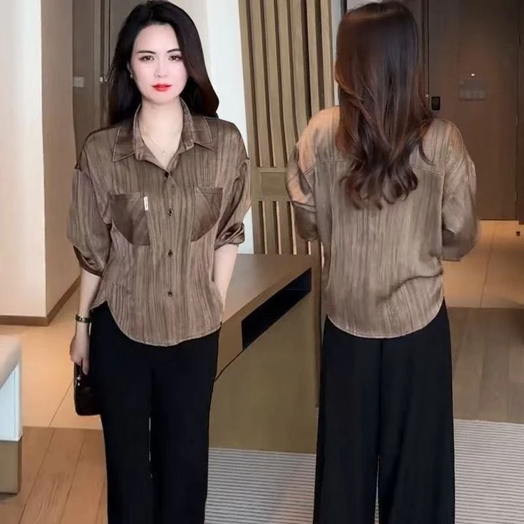 夏季新款时尚舒适冰丝透气高级感亲肤衬衫外套