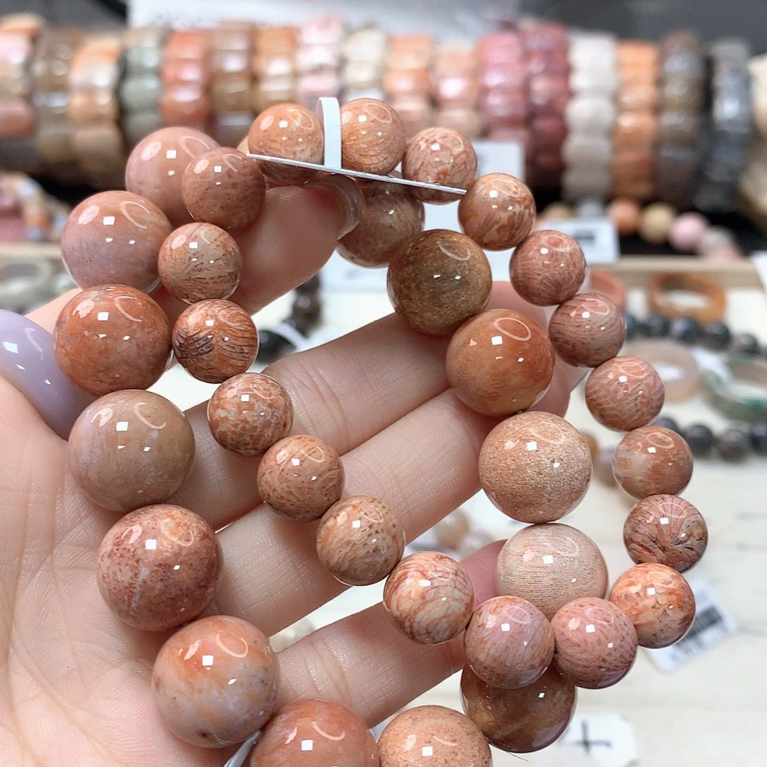 硅化珊瑚（珊瑚玉）手链未镶嵌獨**憶204