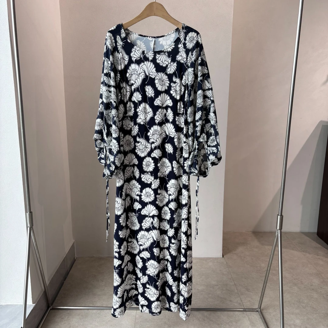 CLYQ1997 意大利客人订单 新款装绉纱印花连衣裙