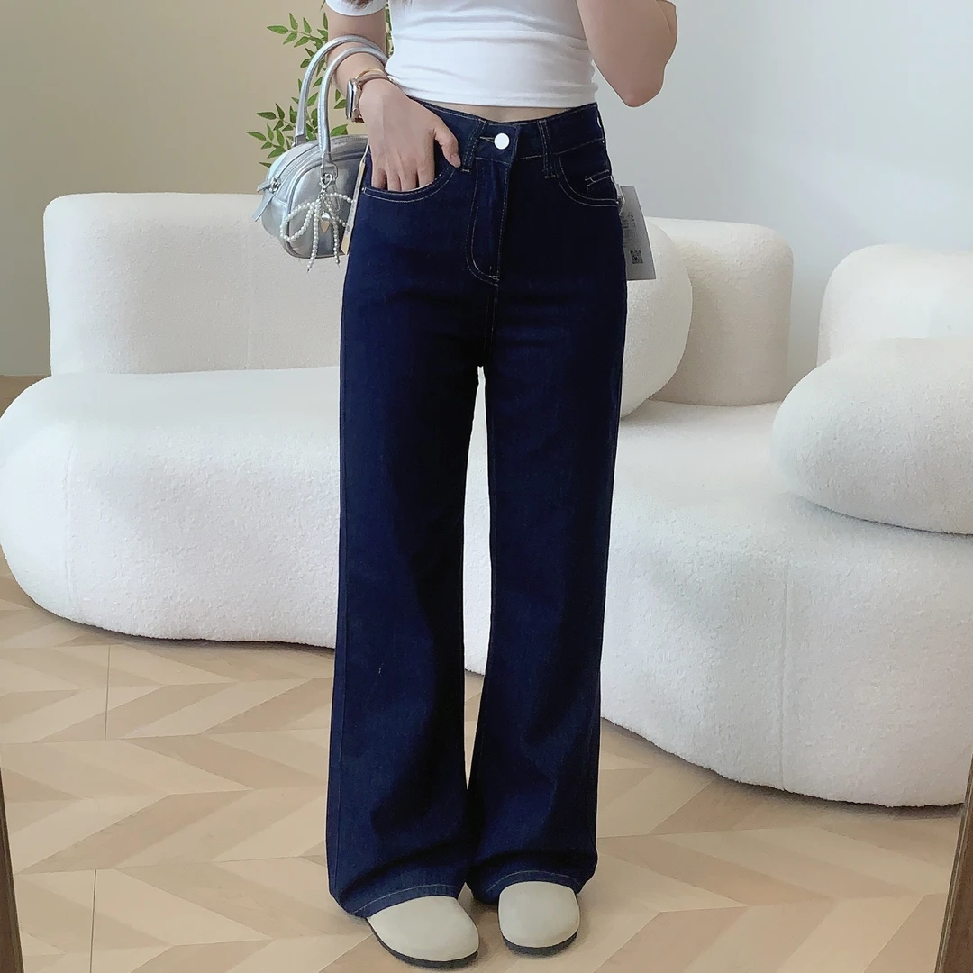 大码高腰阔腿牛仔裤女早秋款梨形身材宽松遮胯显瘦垂感百搭直筒裤