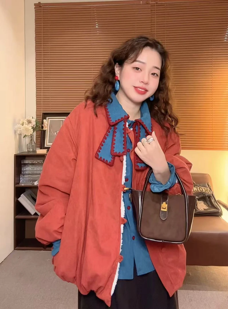 【冬日多巴胺】灯芯绒外套女冬季设计感两面穿棉服上衣