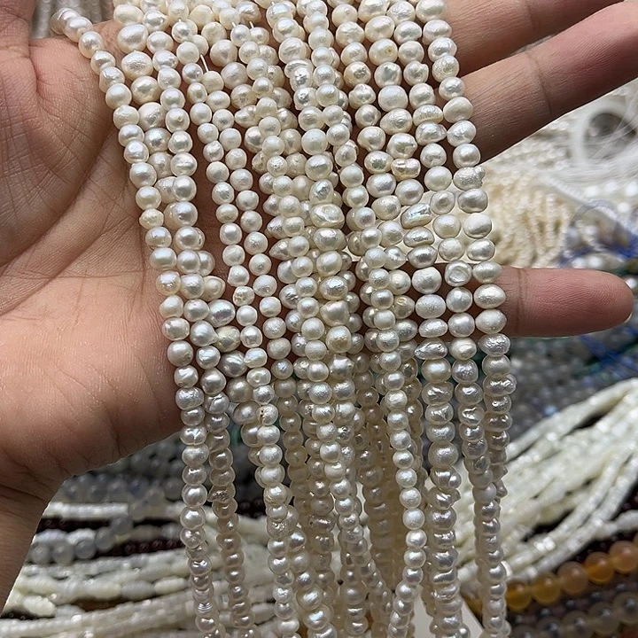 玛瑙/玉髓未镶嵌珠宝半成品一条4.5mm左右不规则哑光珍珠