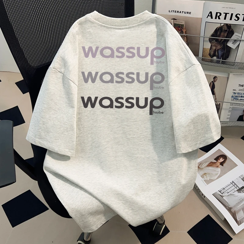 WASSUP HSUBE短袖T恤男士夏潮牌重磅美式宽松vintage青少年半袖t