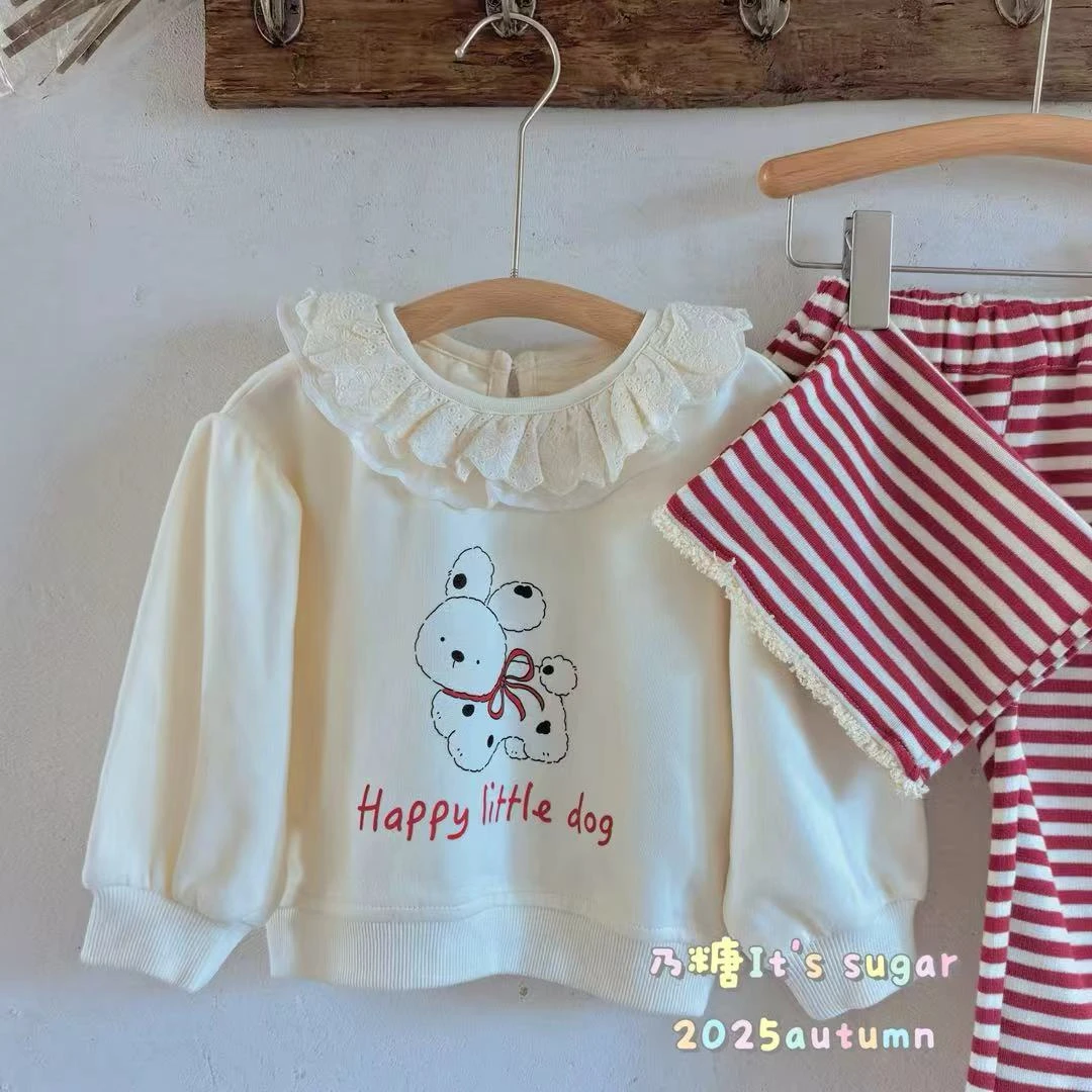 2025秋季新款女童A类条纹小狗套装531060（汉服）