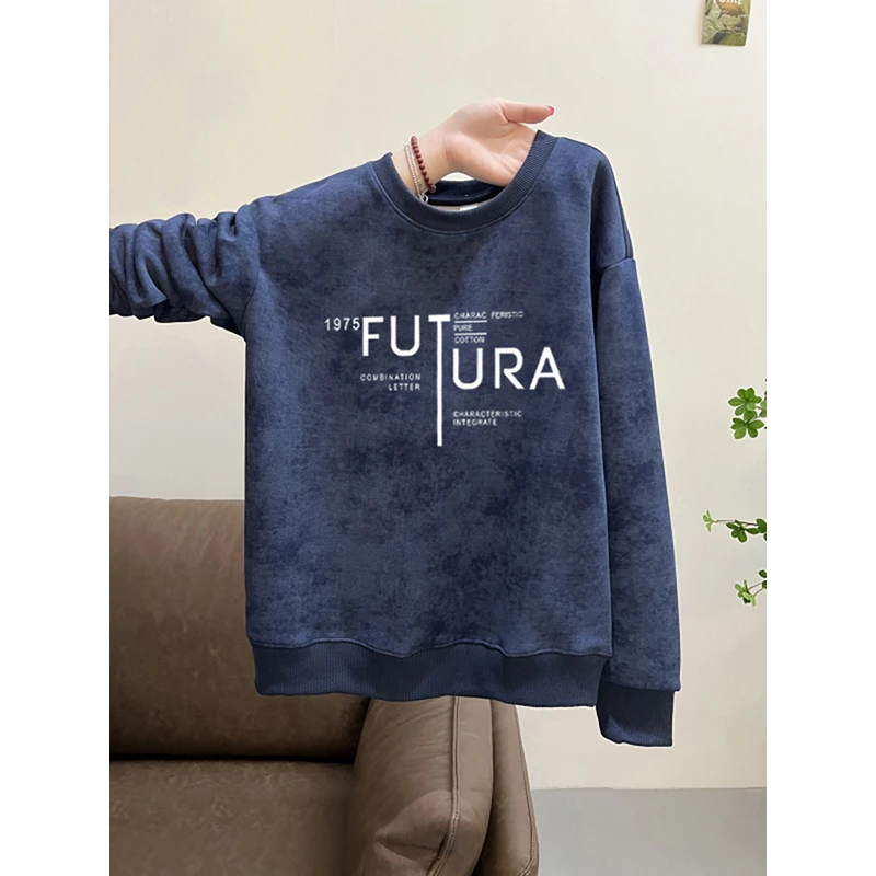 美式复古扎染薄款卫衣女2025新款秋冬高级感无帽长袖加厚上衣外套