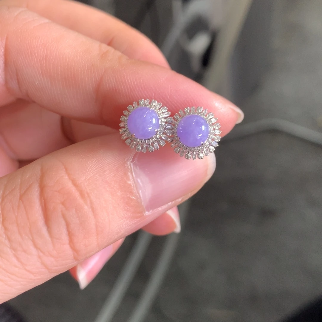 翡翠18K金镶嵌耳饰翡翠