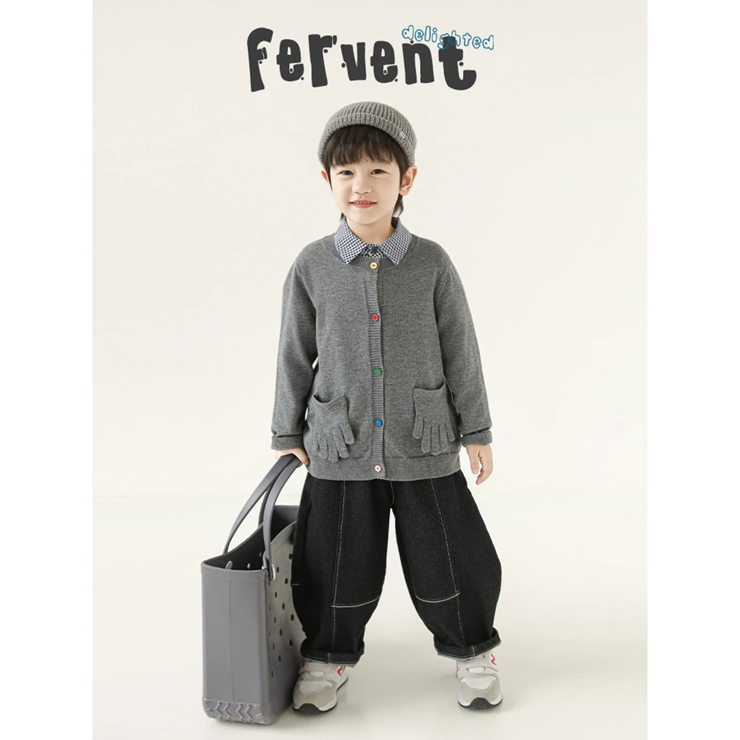 幼悠男童秋装手掌口袋开衫潮酷痞帅童装可爱超萌儿童衣服GQ4616