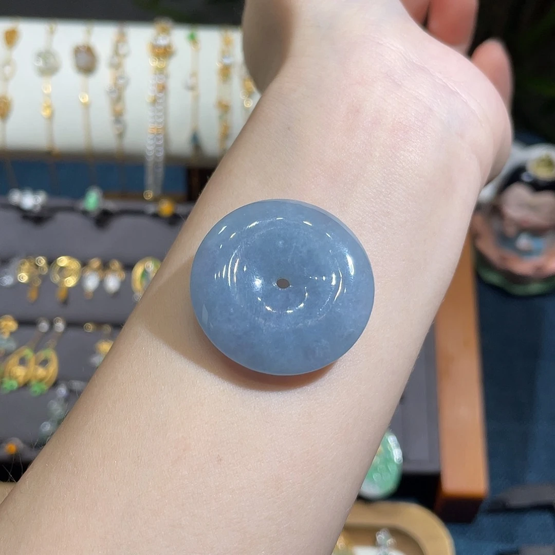 翡翠未镶嵌吊坠(不含链)蓝紫平安扣