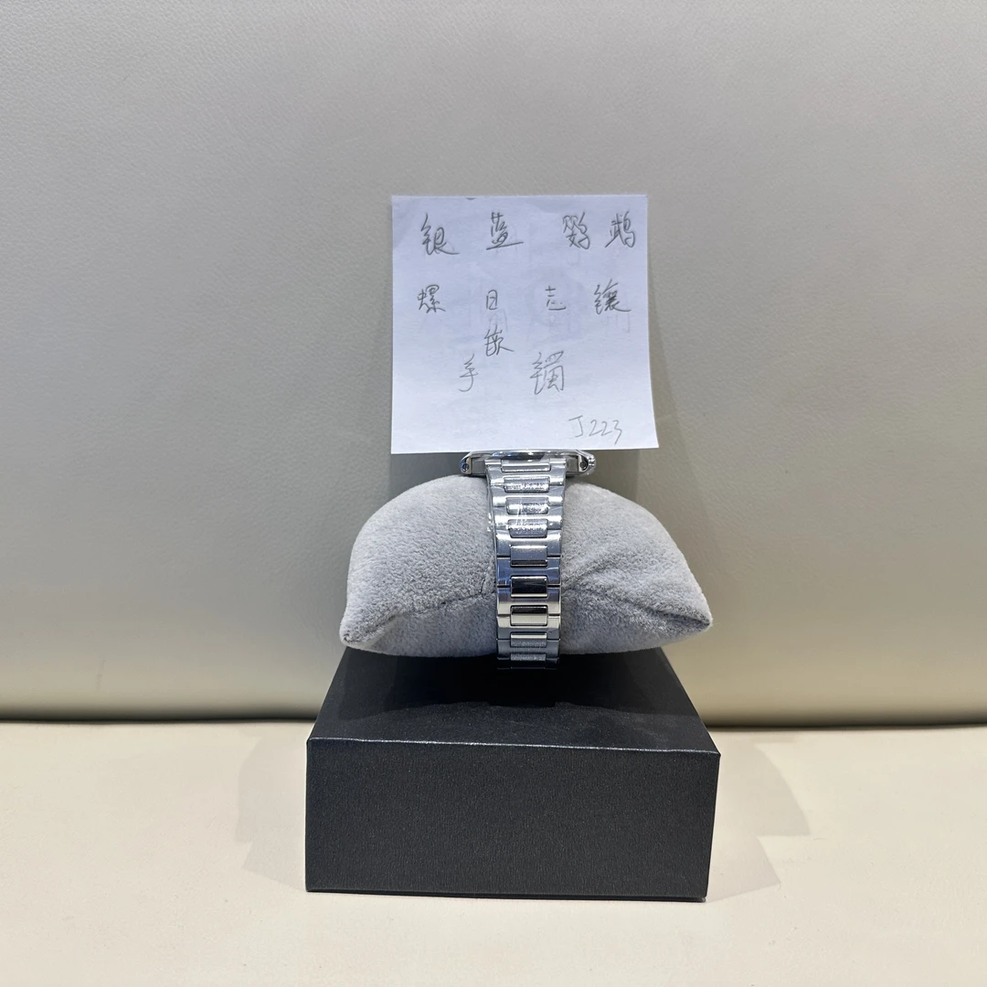 钛钢合成锆石手镯 银蓝鹦鹉螺日志镶嵌手镯  ZF-J223