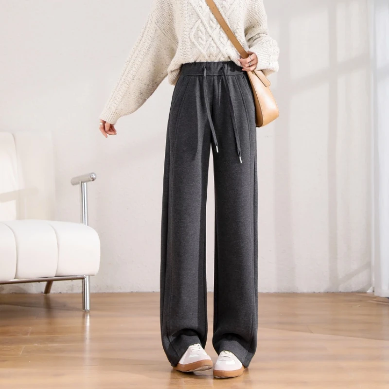 【香蕉裤/加厚】醋酸绵羊毛加厚秋冬弯刀裤高腰显瘦休闲直筒垂感