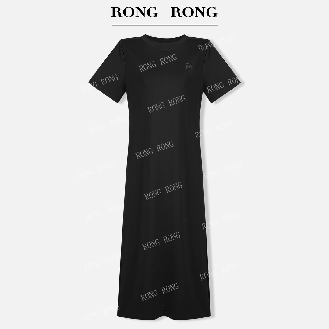 溶溶【墨影锋行】RONGRONG醋酸莫代尔圆领简约设计连衣裙F-Z8969264