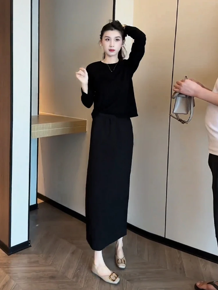 超好看韩风早秋气质穿搭套装女chic简约气质休闲时尚半身裙两件套