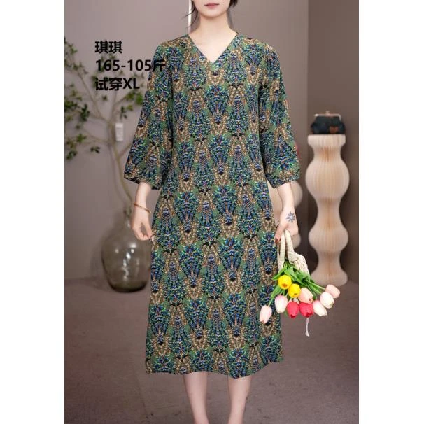 1802【有口袋】  长袖直筒遮肚子连衣裙