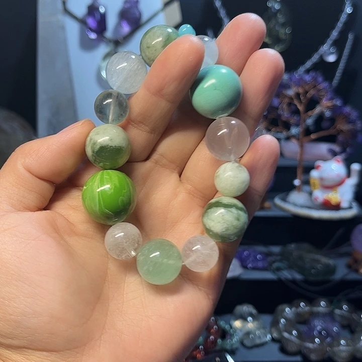 水晶未镶嵌手链水晶泡泡珠绿色系列