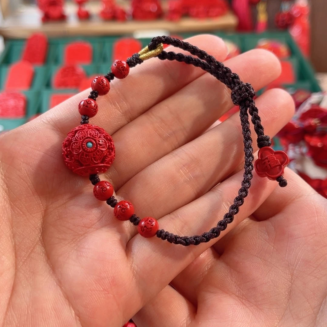 天然辰砂含辰砂工艺品卡16转运珠手绳
