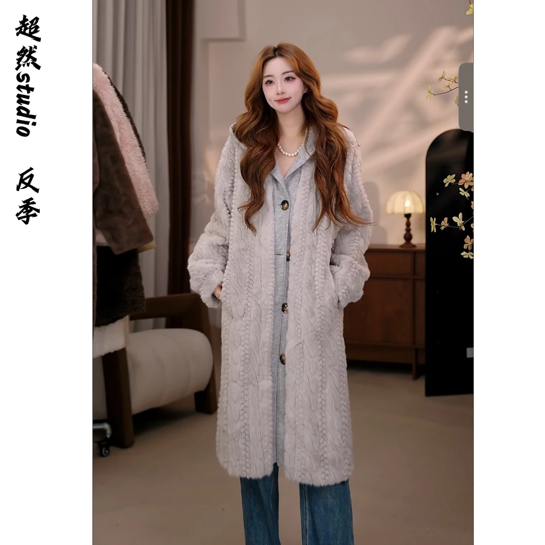 【 银河】2025年秋冬新款宽松中长款皮毛大衣0111