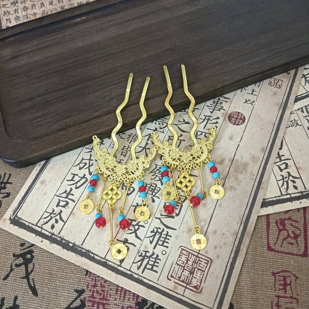 【小财神】古风汉服发簪铜钱珍珠流苏百搭日常盘发头饰女