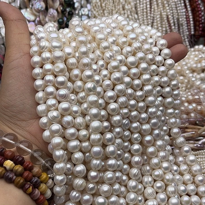 玛瑙/玉髓未镶嵌珠宝半成品一条10mm螺纹珍珠