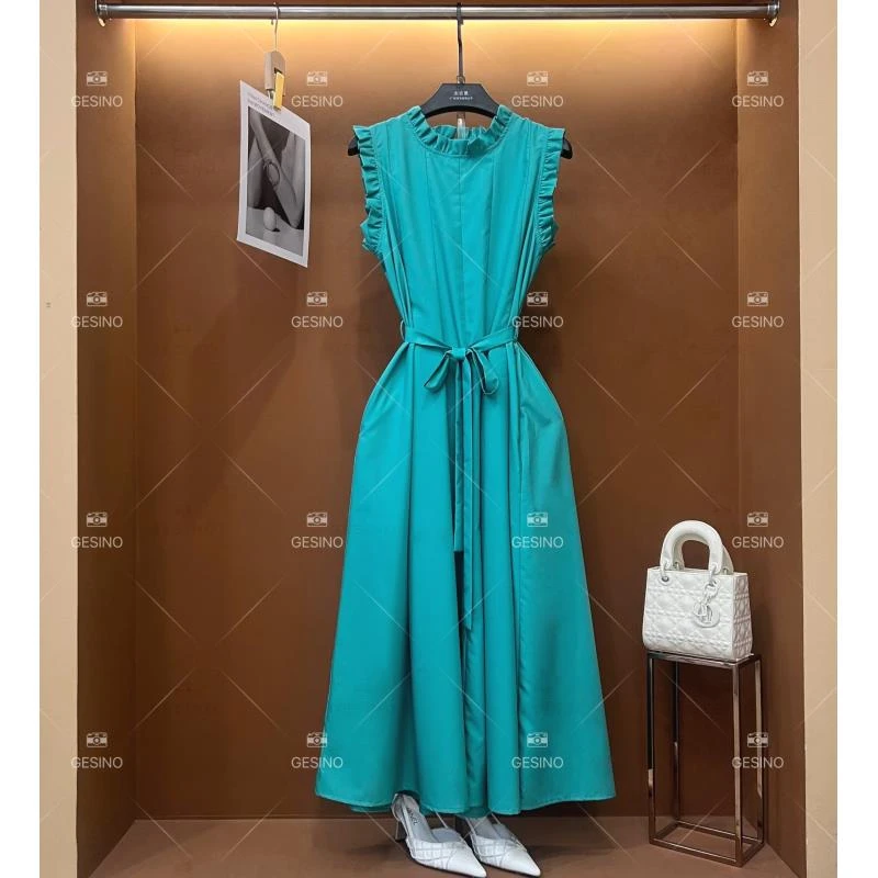 【丽】新款复古时尚百搭印花无袖连衣裙 H-026