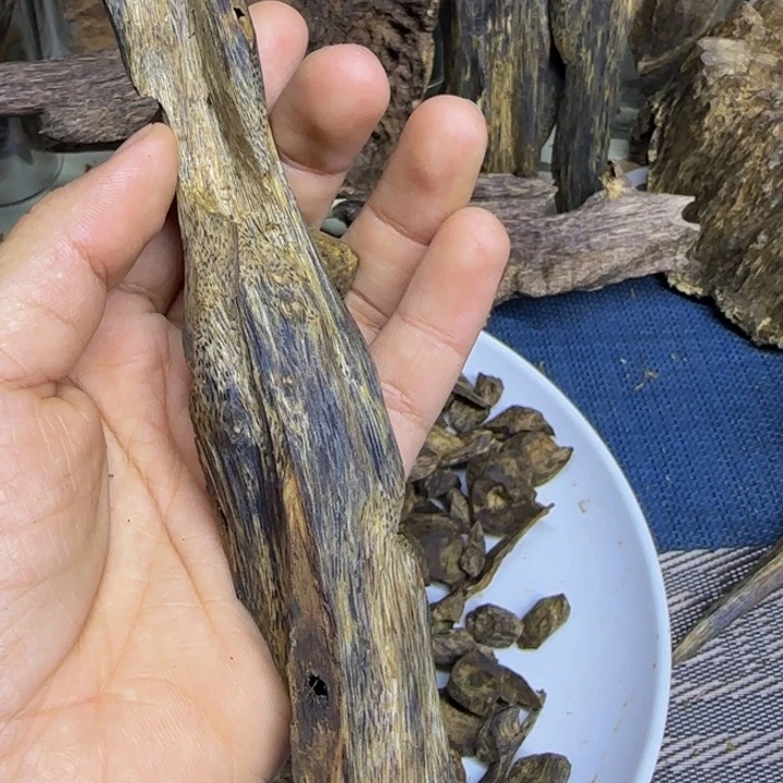 楠木三**锋奇楠天然虫漏红骨37克