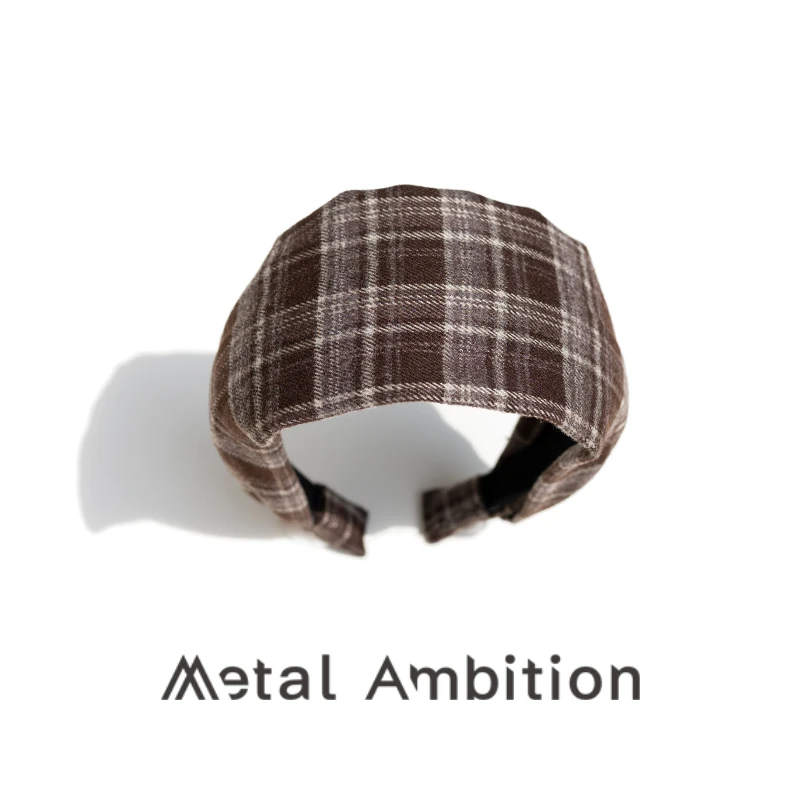 金属野心呢绒格子发箍显脸小发饰2025新款高级感